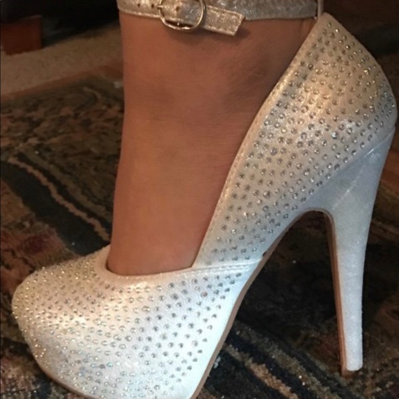 white sparkly heels